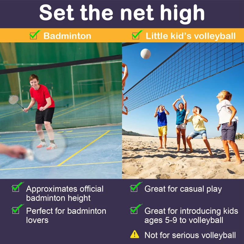 HOMCOM 4m Adjustable Foldable Portable Sports Net Set for Badminton Tennis Volleyball with Carry Bag Easy to Set Up