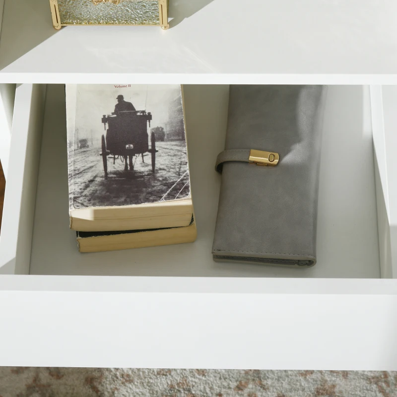 HOMCOM Table de chevet table de nuit LED tiroir niches plateau 40 x 40 x 55 cm blanc brillant laqué