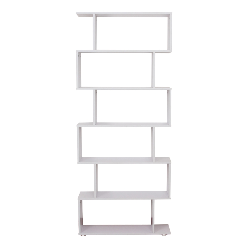 Homcom Bibliothèque Étagère Zig Zag en Bois Blanc 80 x 25 x 192 cm