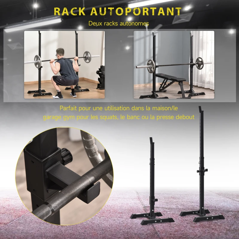 HOMCOM Support de musculation entrainement pour barre longue haltère charge max. 150 Kg