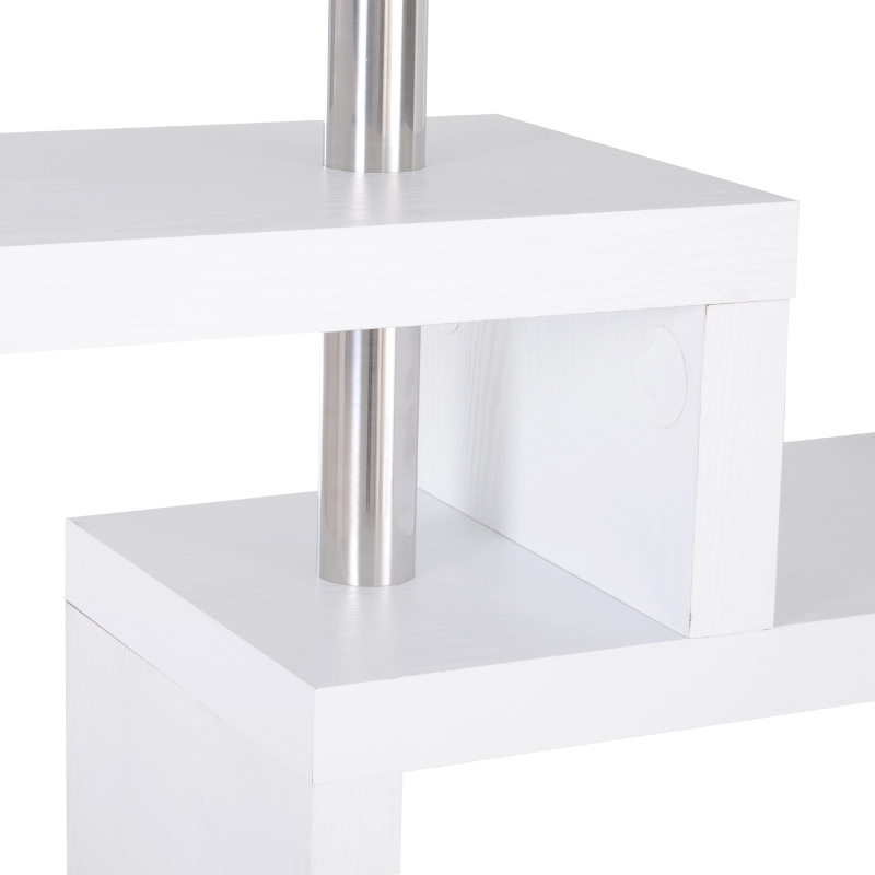 HOMCOM HOMCOM Moderna Scrivania con Libreria Ruotabile Adatta per Ottimizzare lo Spazio Finitura Legno Bianco