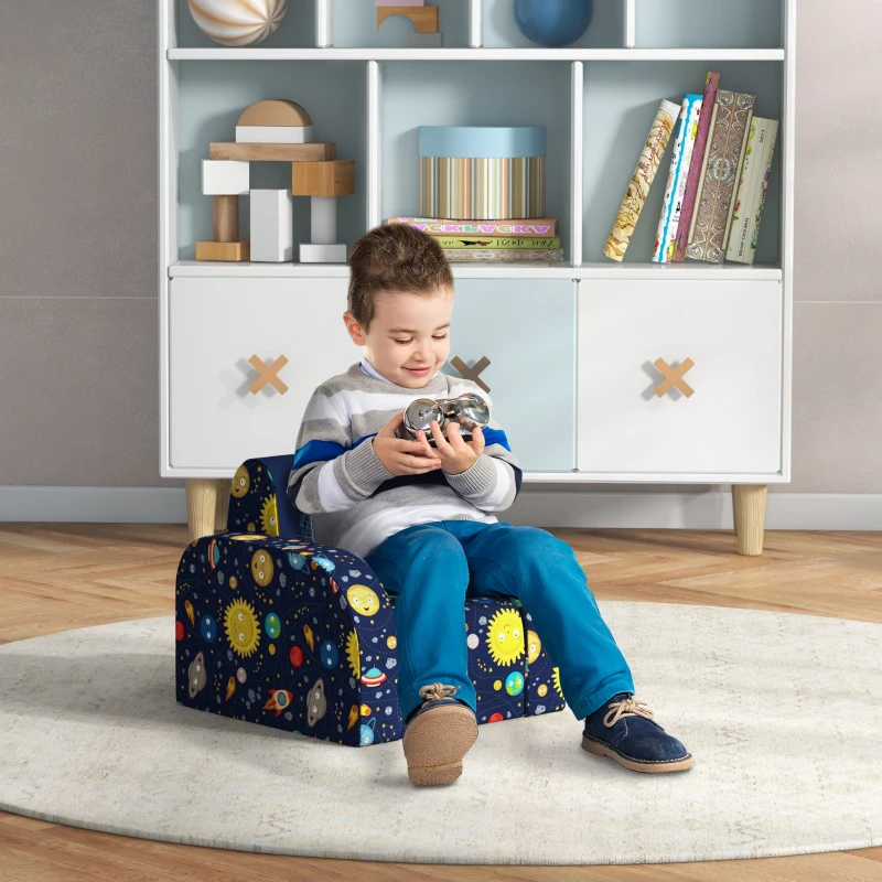 AIYAPLAY Foldable Toddler Chair Soft Snuggle Sponge Filled for Bedroom Playroom, Aged 18 Months to 3 Years - Dark Blue