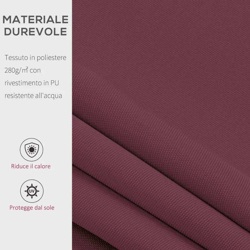 Outsunny Tenda da Sole a Bracci per Esterno con Manovella, Metallo e Poliestere, 3x2.5m Rosso Scuro
