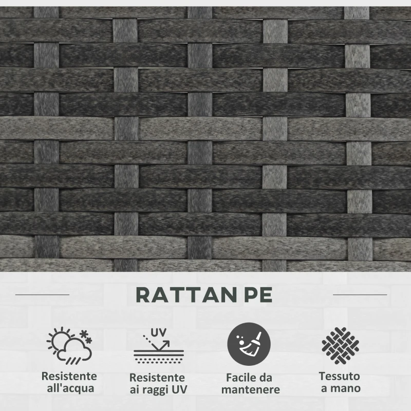 Outsunny Fioriera con Grigliato per Rampicanti con 2 Vasi in Acciaio e Rattan PE, 57x30x107cm, Grigio