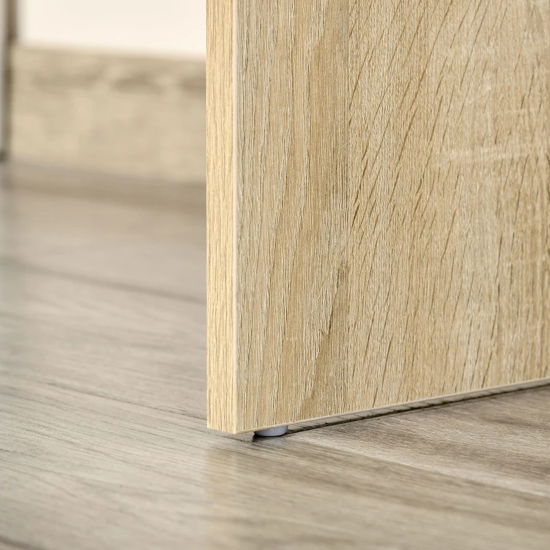 HOMCOM Bureau d'angle Bureau Informatique multimédia Multi-Rangement Panneaux Particules Aspect chêne Clair Blanc