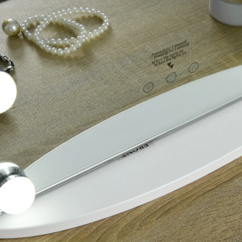 HOMCOM Specchio da Tavolo Professionale per Makeup con 12 Luci a LED Dimmerabili e Interruttore Touch in Stile Vintage