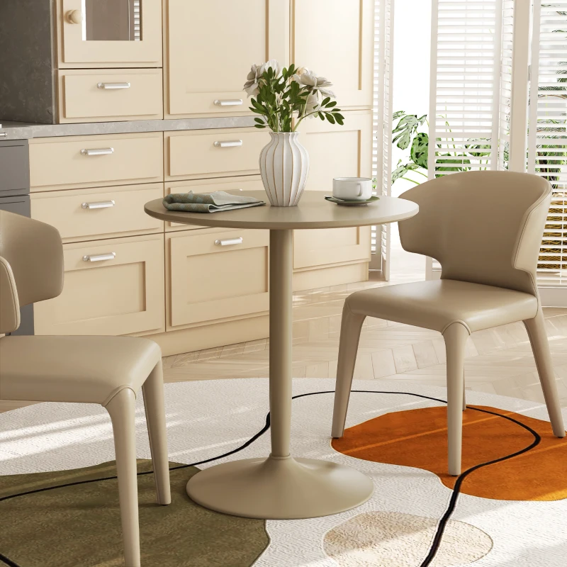 HOMCOM 75H x Φ70cm Two-Person Minimalistic Dining Table - Light Brown