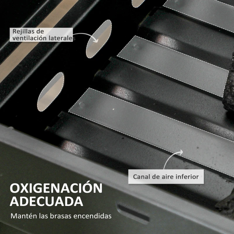 Outsunny Barbacoa Portátil Plegable con Parrillas de Acero Inoxidable BBQ de Carbón para Exterior 74x20x38 cm Negro