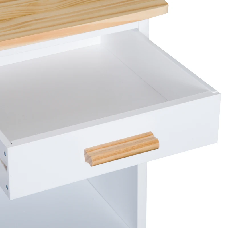 HOMCOM Mobiletto da Cucina con Ruote, Portabottiglie e Porta Bicchieri in Bambù, 76 x 40 x 88cm