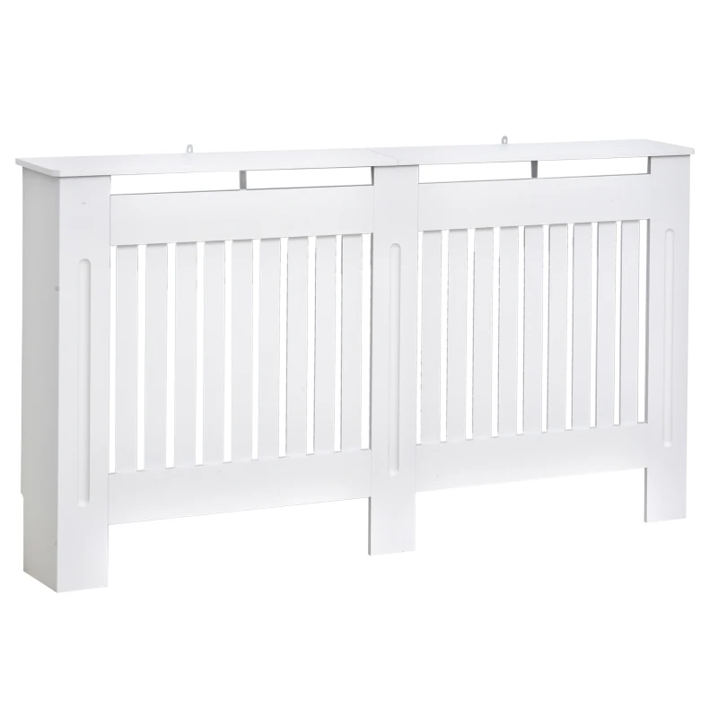 HOMCOM Slatted Radiator Cover Painted Cabinet MDF Lined Grill in White (152L x 19W x 81H cm)