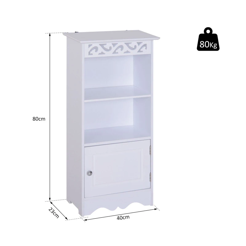 HOMCOM Meuble bas de salle de bain moderne 40L x 23l x 80H cm blanc
