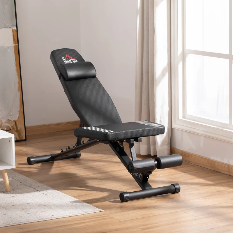 HOMCOM Panca Pesi Multifunzione per Palestra, Pieghevole e Regolabile 145x55x41-114cm - Nero