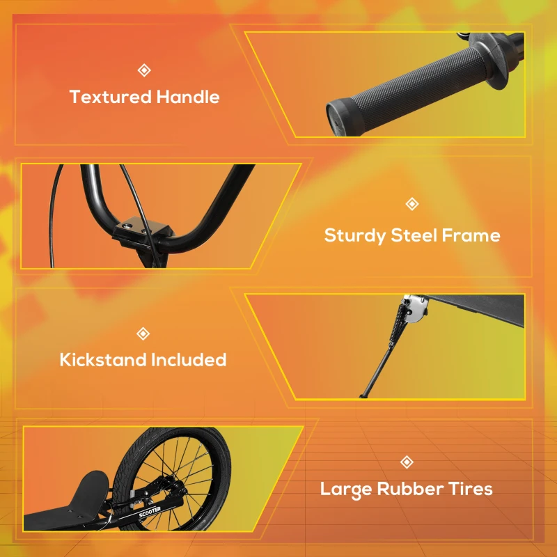 HOMCOM Monopattino per Bambini 5+ Anni, Altezza Regolabile e Doppio Freno, 156x68x101-108cm, Nero