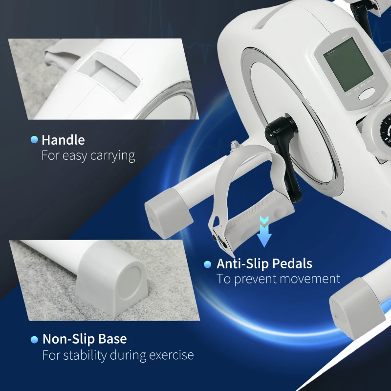 SPORTNOW Pedal Exerciser with Eight Level Magnetic Resistance, with Eight-Level Magnetic Resistance, White