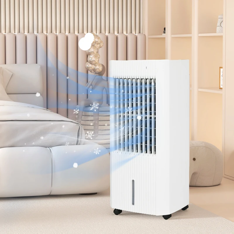 HOMCOM Refroidisseur d'air ventilateur humidificateur 3 en 1 avec télécommande, minuterie, oscillation, 3 modes 3 vitesses