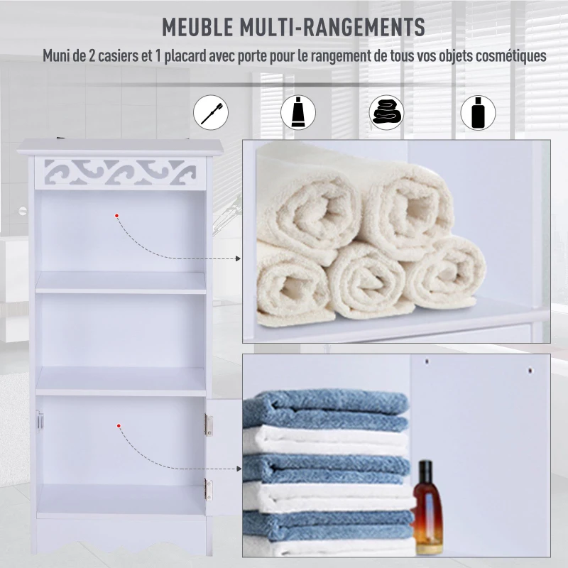 HOMCOM Meuble bas de salle de bain moderne 40L x 23l x 80H cm blanc