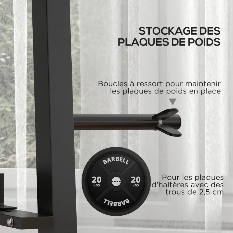 SPORTNOW Support d'haltères multifonction rack de rangement pour haltères, kettlebells, plaques de poids et barres d'haltères