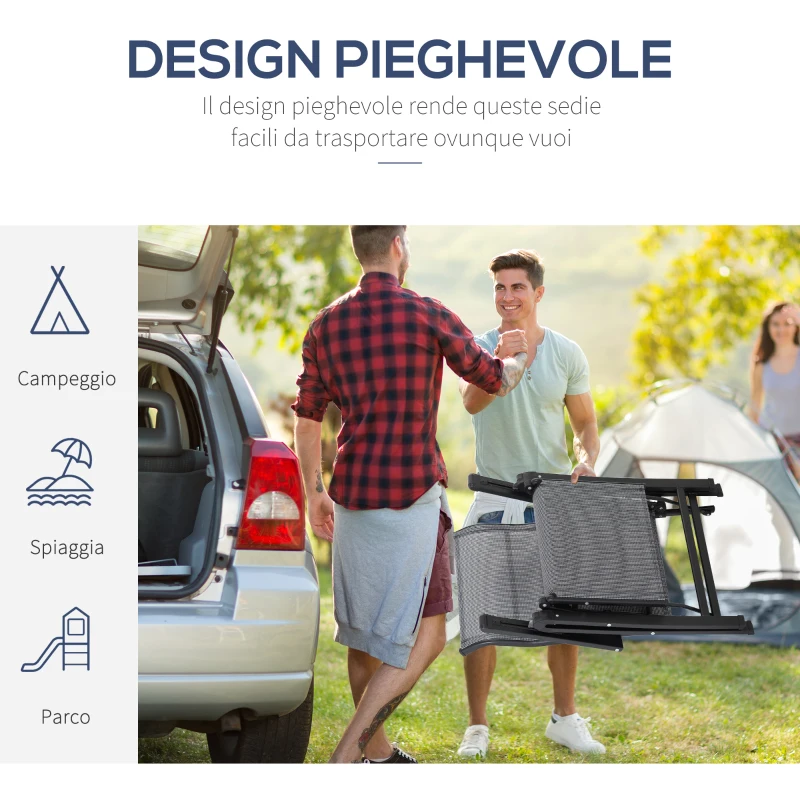 Outsunny Sdraio da Giardino Zero Gravity Pieghevole e Reclinabile a 9 Livelli con Cuscino Lombare, Grigio