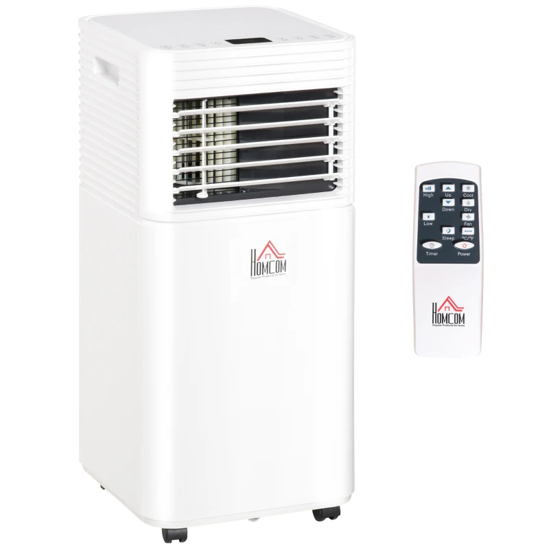 HOMCOM Climatiseur mobile 10000 BTU/H débit d'air 360 m³/h, minuterie 24H et télécommande, capacité max. de 30 m² blanc