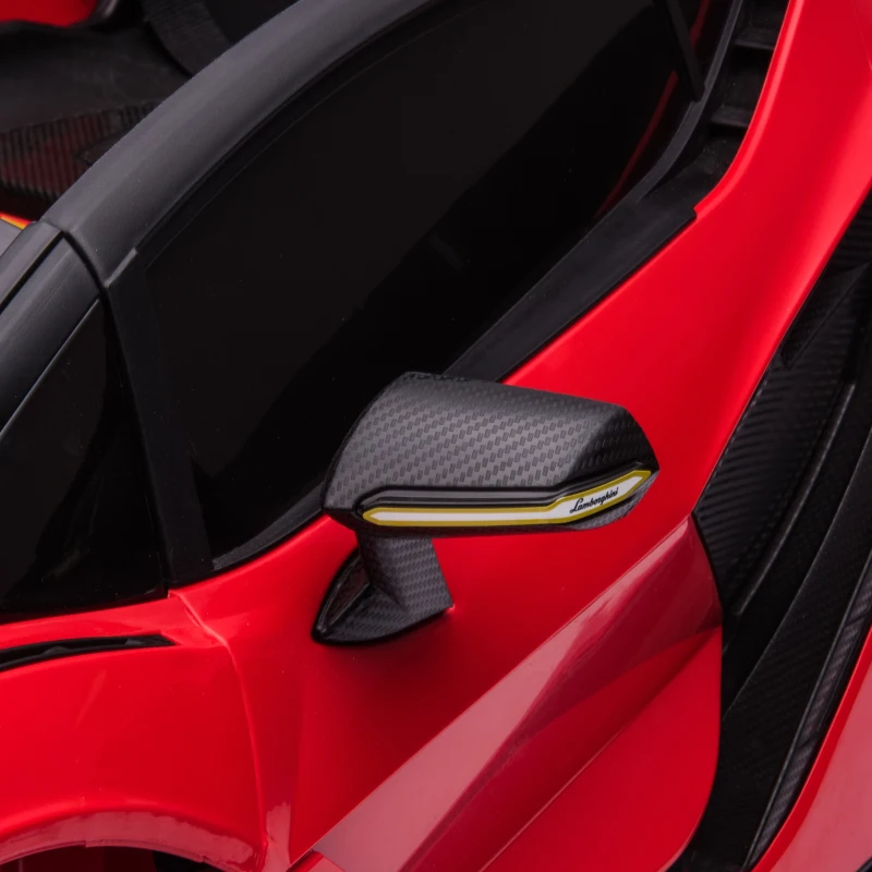 HOMCOM Coche Eléctrico para Niños de +3 Años Lamborghini SIAN Coche de Batería 12V con Mando a Distancia Apertura de Puerta Música MP3 USB y Faros 3-5 km/h 108x62x40 cm Rojo(m-9)