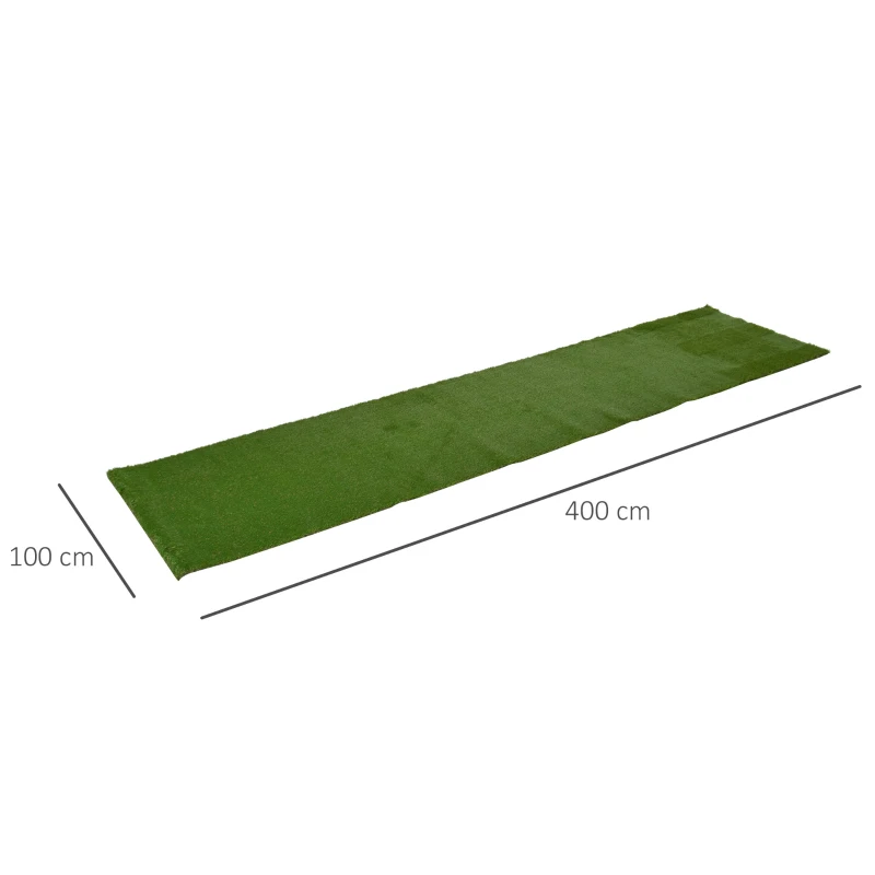 Outsunny Césped Artificial 30 mm Rollos de 1x4 m Realista para Terraza Jardín Balcón con Orificios de Drenaje Alta Densidad Verde