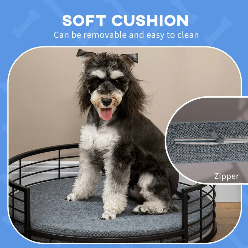 PawHut Raised Pet Bed, with Soft Cushion, for Small Dogs - Black