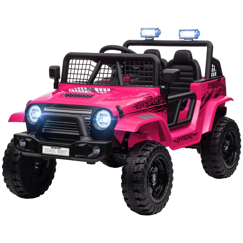 AIYAPLAY 12V Battery Powered Kids Ride-On Car, Electric Truck w/ Spring Suspension, Remote, Music, Horn, Lights, Pink