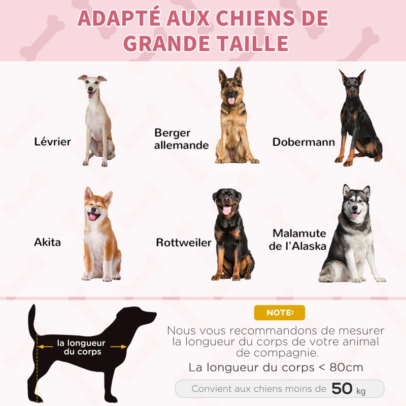 PawHut Lit sur pieds XXL pour chien chat lit de camp animal 122L x 92l x 23H cm rouge