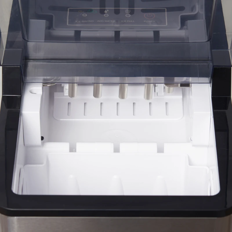 HOMCOM Máquina de Hacer Hielo 9 Cubitos de Hielo en 6-12 Minutos 15 kg en 24h  2 Tamaños de Cubitos 25,2x37,5x31,2 cm Negro