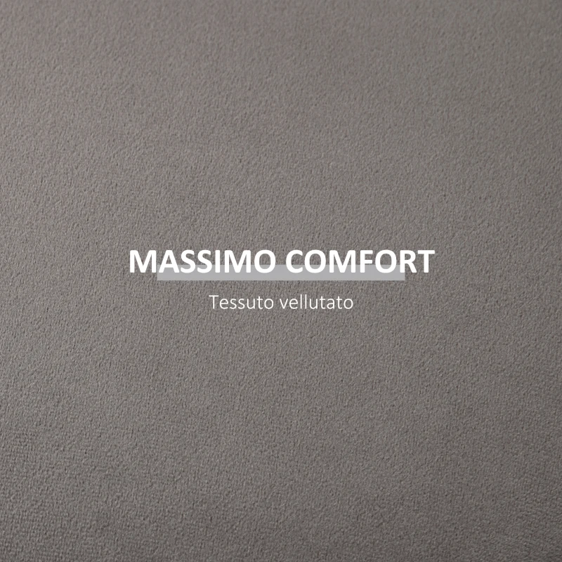 HOMCOM Pouf Contenitore in Velluto 2 in 1 Convertibile in Tavolino da Caffè, Ø44x47.5cm, Grigio