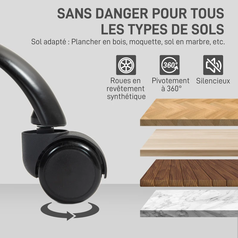 HOMCOM Chaise bureau fauteuil de bureau avec fonction à bascule, hauteur réglable et pivotant 60,5 x 59 x 89-97 cm, crème