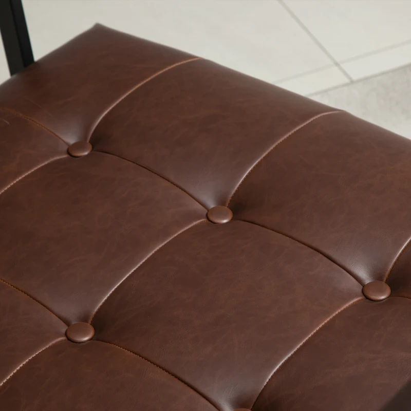 HOMCOM Fauteuil de salon Chesterfield Fauteuil Relax Assise Dossier capitonnés Structure métal Noir revêtement synthétique Chocolat