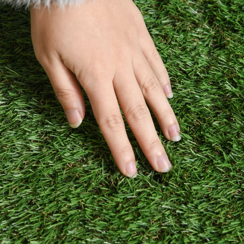 Outsunny Lot de 2 gazons synthétiques artificiels Moquette extérieure dim. 4L x 1l m Herbes Hautes denses 2 cm Vert