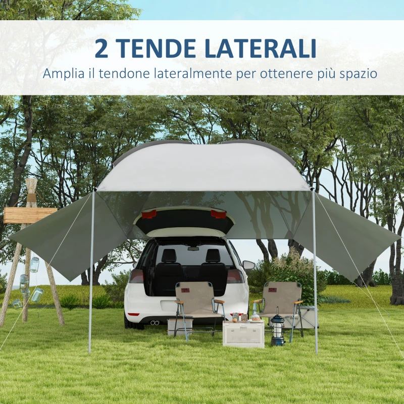 Outsunny Tendalina ad Arco Portatile con Pareti Laterali, in Poliestere e Acciaio, 300x262x230-260 cm, Grigio