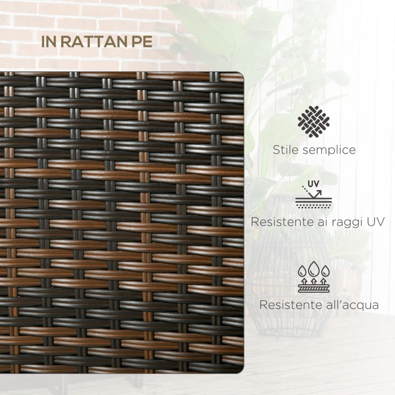 Outsunny Set da Giardino in Rattan con 2 Sedie Moderne e Tavolino da Caffè, 138x60x87 cm, Marrone