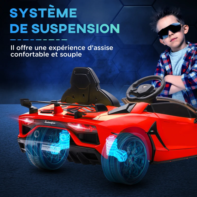HOMCOM Voiture électrique pour enfants licence Lamborghini Aventador SVJ 12V avec portes papillon télécommande 3-5 KM/H rouge(m-8)