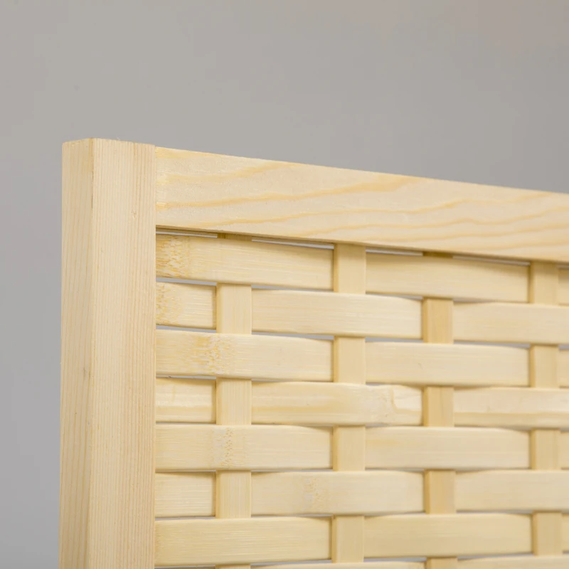 HOMCOM Paravento Separé da Interno a 4 Ante in Legno e Bambù, Pieghevole e Salvaspazio Altezza 170cm, Marrone