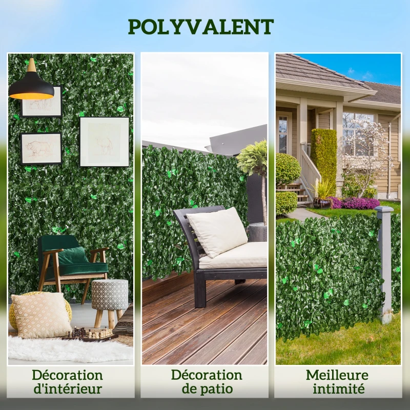 Outsunny Haie Artificiel Brise-Vue décoration Rouleau 3L x 1H m Feuillage réaliste Anti-UV Vert