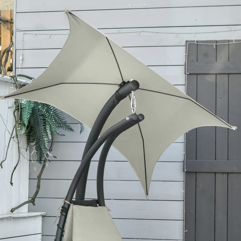 Outsunny Poltrona Sospesa da Giardino con Tettuccio Orientabile a Protezione UV, Sedia a Dondolo Sospesa Imbottito per Esterno, Grigio 190x115x190 cm
