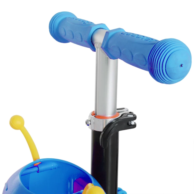 HOMCOM 3 en 1 Patinete para Niños de +18 Meses Scooter de 3 Ruedas con Asiento Extraíble Manillar Mango de Empuje Altura Ajustable 62x25x72,5 cm Azul