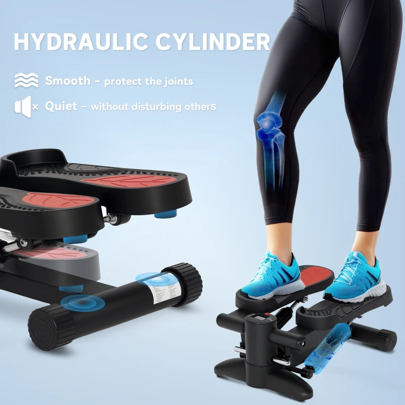 SPORTNOW Mini-Stepper - Compact Fitness Apparaat voor Workouts met LCD-Monitor en Antislippedalen, Zwart