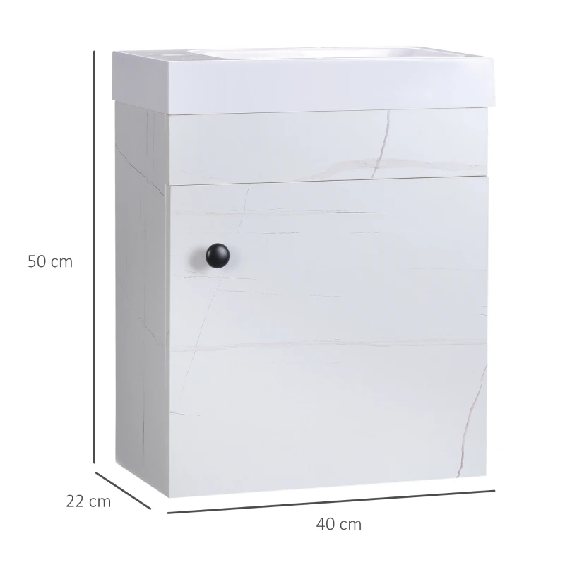 kleankin Meuble lavabo suspendu avec rangement pour salle de bain 40 x 22 x 50 cm - blanc