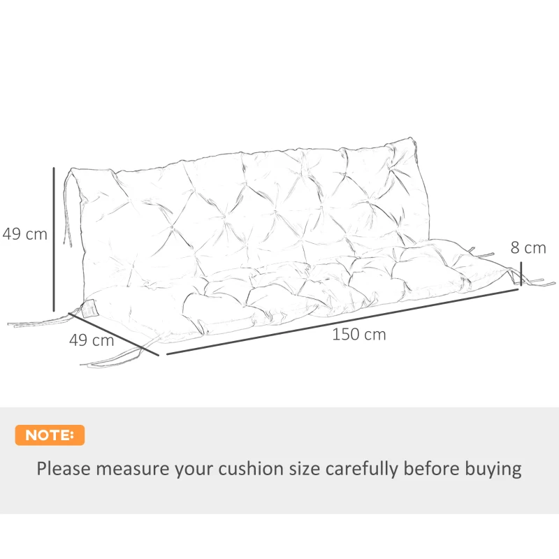 Outsunny Coussin Matelas Assise Dossier pour Banc de Jardin balancelle canapé 3 Places Grand Confort 150 x 98 x 8 cm Bleu