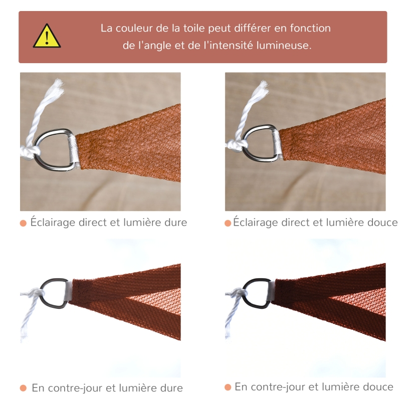 Outsunny Voile d'ombrage Triangulaire Grande Taille 4 x 4 x 4 m polyéthylène Haute densité résistant aux UV Coloris rouge rouille