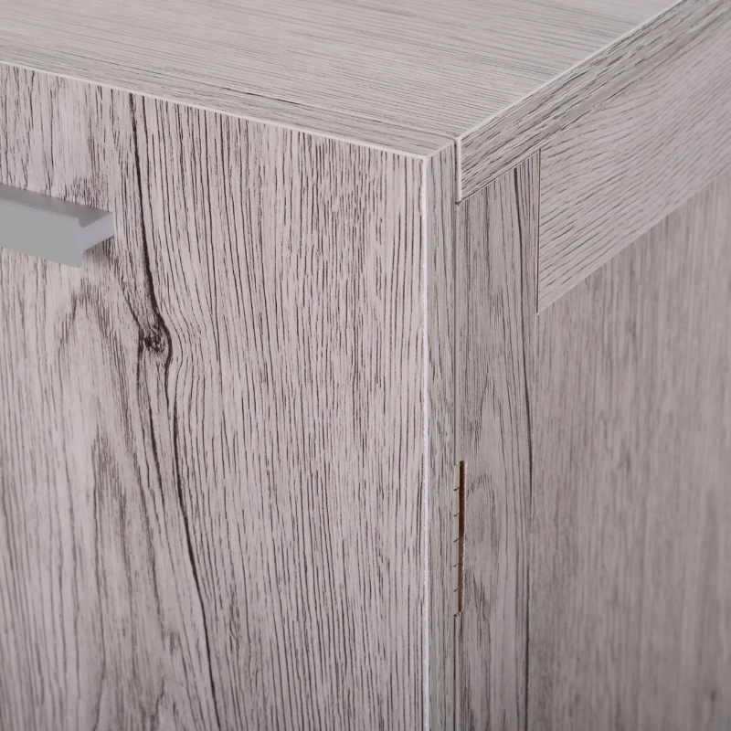 kleankin Meuble Colonne Rangement Salle de Bain + Meuble sous-vasque Design compact Multi-rangement aspect imitation bois gris