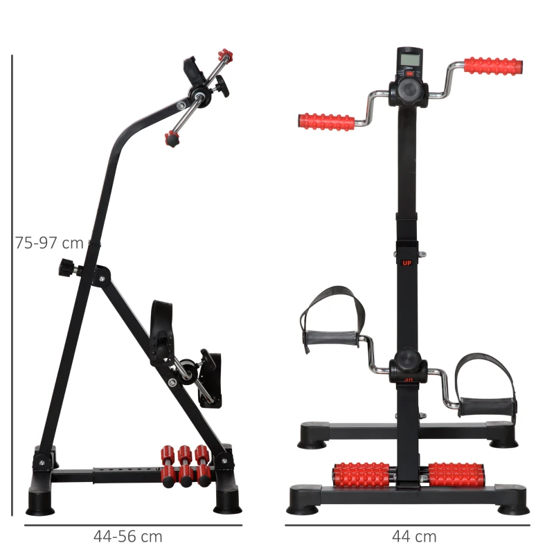 HOMCOM Pedaliera per Braccia e Gambe con Schermo LCD, Altezza e Resistenza Regolabile, 56x44-56x75-97 cm