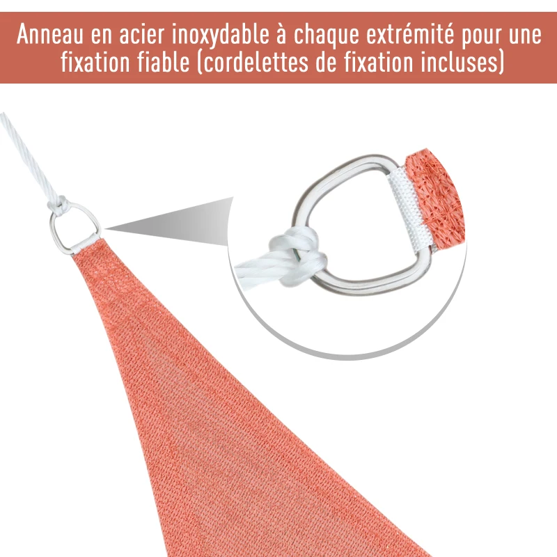 Outsunny Voile d'ombrage Triangulaire Grande Taille 6 x 6 x 6 m polyéthylène Haute densité résistant aux UV Coloris rouge rouille