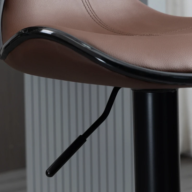 HOMCOM Breakfast Bar Stools Set of 2 with Curved Back 62-82cm Adjustable Height for Kitchen, Bar, Cafe, Brown