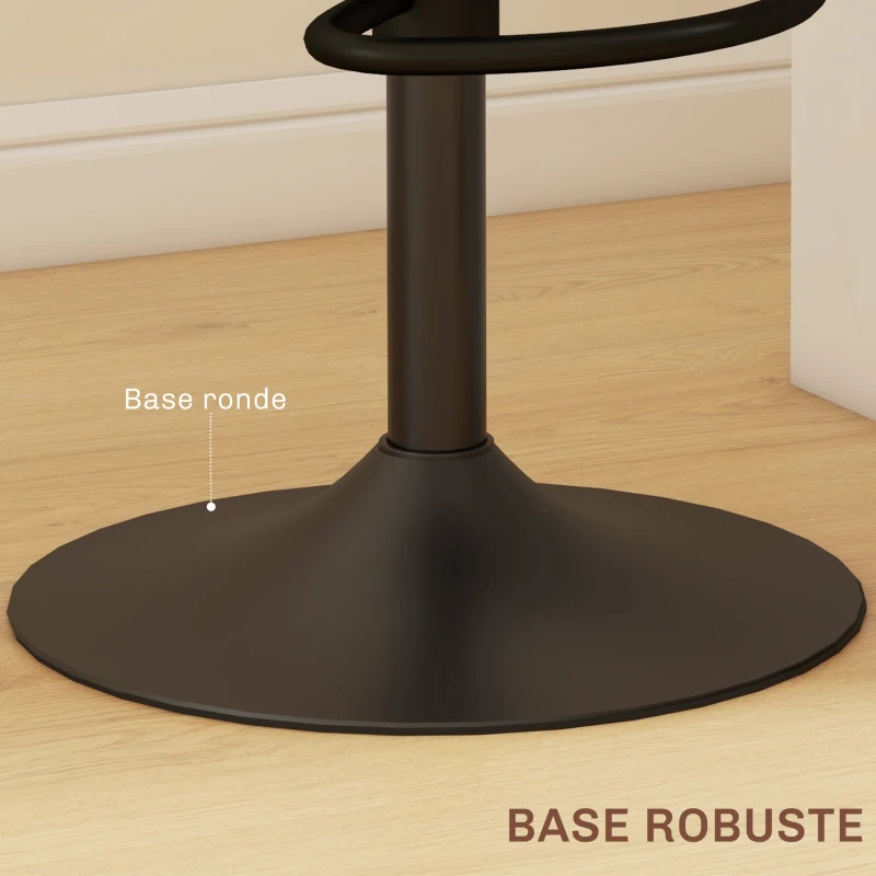 HOMCOM Lot de 2 tabourets de bar chaises de bar hauteur réglable avec dossier en rotin et repose-pieds, marron