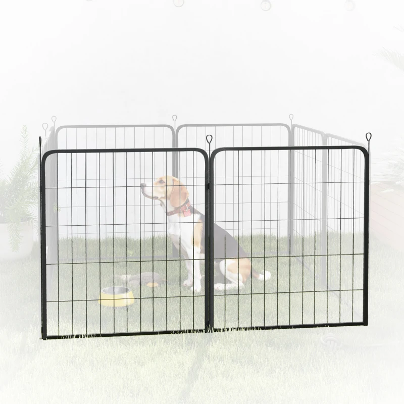 PawHut Two-Piece Dog Pen Expansion Pack for Medium Dogs, 80cm Tall Animal Pen with Three Connecting Stakes